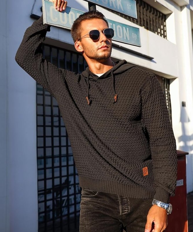 Strukturierter Kapuzenpullover Herren | Moderner Strick mit Urbanem Stil