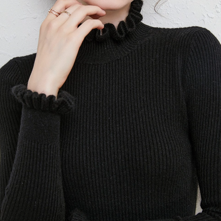 Una | Damen Rüschensweater mit Stehkragen – Elegante Passform für jeden Anlass