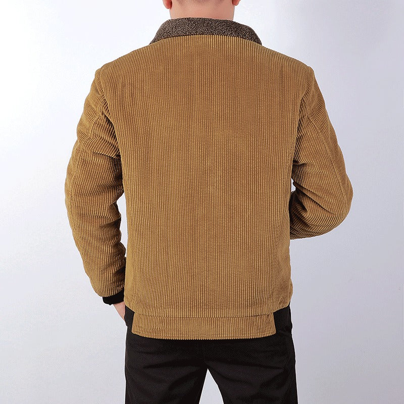 Halvric | Herren Bomberjacke aus Cord, Gefüttert mit Fleecekragen, Loose Fit & Gerippten Bündchen