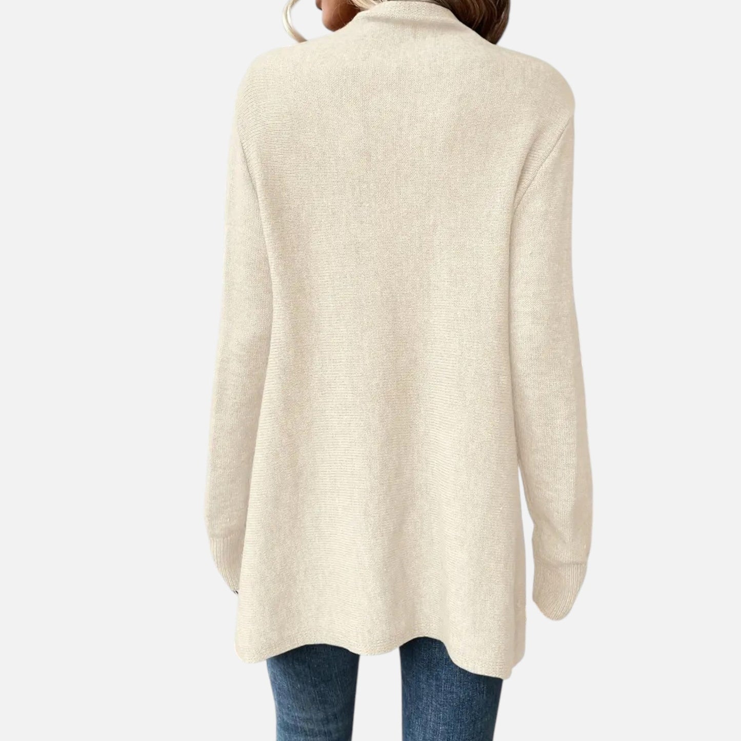 Dagmar | Damen Strickponcho mit Fransen – Eleganter Umschlagtuch-Pullover für Herbst & Winter mit Stilvollem Wasserfallkragen