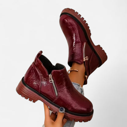 Diandra | Damen Chunky Ankle Boots mit Robuster Sohle & Seitlichem Reißverschluss – Stilvolle Kurzstiefel für Alltag & Freizeit