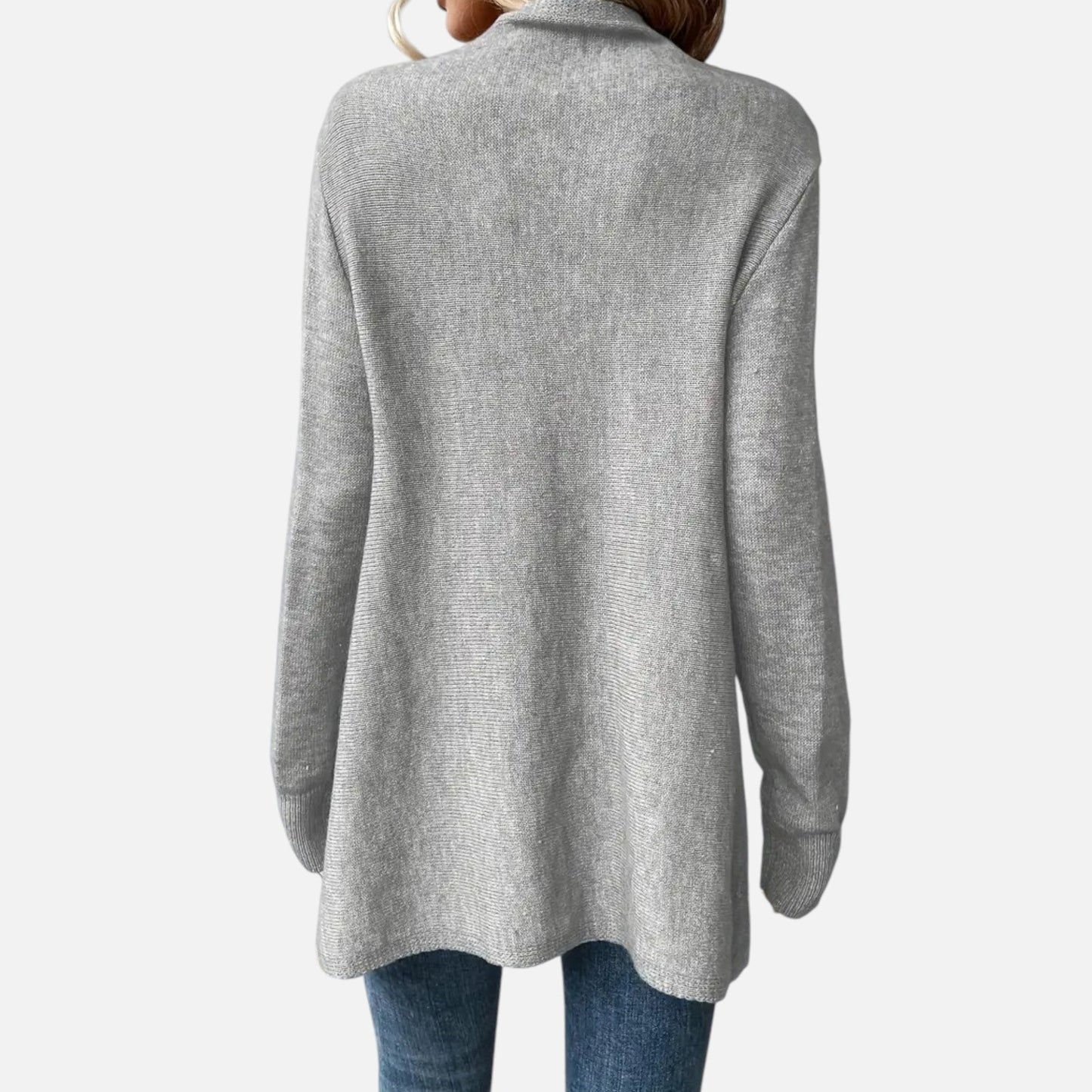 Dagmar | Damen Strickponcho mit Fransen – Eleganter Umschlagtuch-Pullover für Herbst & Winter mit Stilvollem Wasserfallkragen