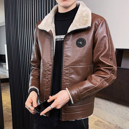 Bastien | Herren Faux Leather Jacke, Regular Fit, Fleecegefüttert, Reißverschluss