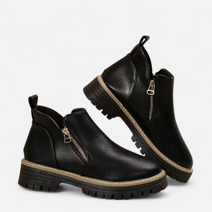 Diandra | Damen Chunky Ankle Boots mit Robuster Sohle & Seitlichem Reißverschluss – Stilvolle Kurzstiefel für Alltag & Freizeit