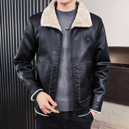 Bastien | Herren Faux Leather Jacke, Regular Fit, Fleecegefüttert, Reißverschluss