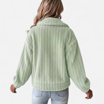 Edeltraud | Damen Plüschjacke mit Reverskragen – Weiche, Dicke & Stylische Übergangsjacke für Alltag & Freizeit