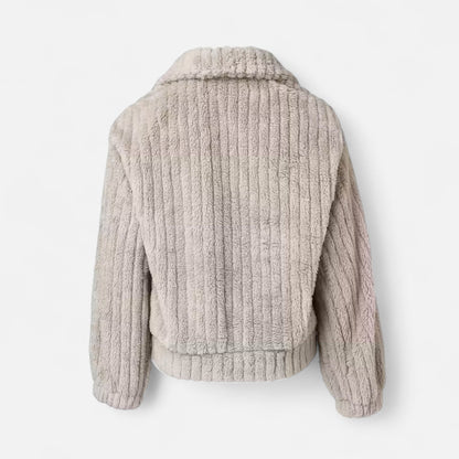 Edeltraud | Damen Plüschjacke mit Reverskragen – Weiche, Dicke & Stylische Übergangsjacke für Alltag & Freizeit