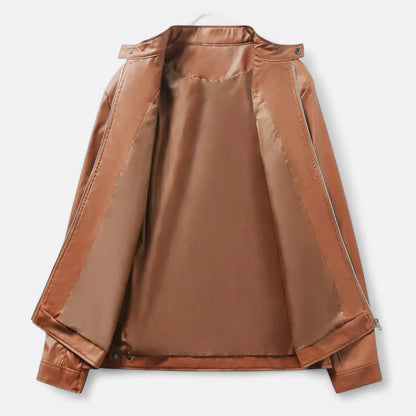 Robin | Herren Lederoptik Jacke mit Reißverschluss – Stilvolle Übergangsjacke im Biker-Design für Herbst & Winter