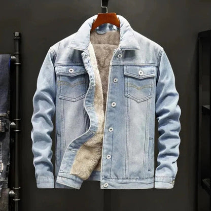 Carrington | Herren Denim Trucker Jacke mit Sherpa Fleece Futter & Klassischem Relaxed Fit