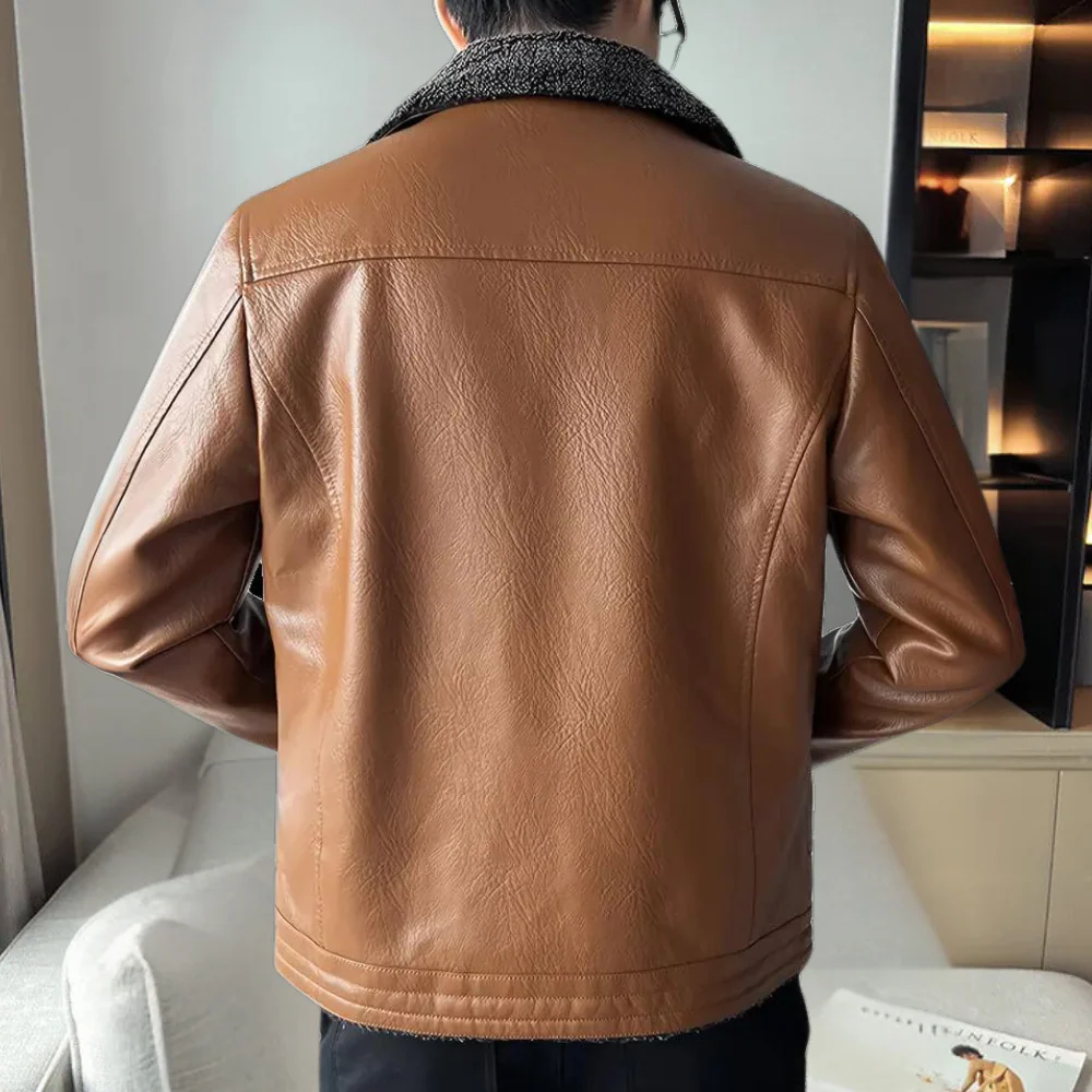 Benedrix | Herren Bomberjacke aus Kunstleder, Relaxed Fit, Fleece gefüttert, Reißverschluss