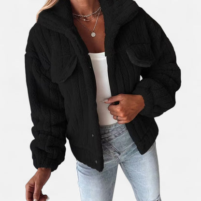 Edeltraud | Damen Plüschjacke mit Reverskragen – Weiche, Dicke & Stylische Übergangsjacke für Alltag & Freizeit