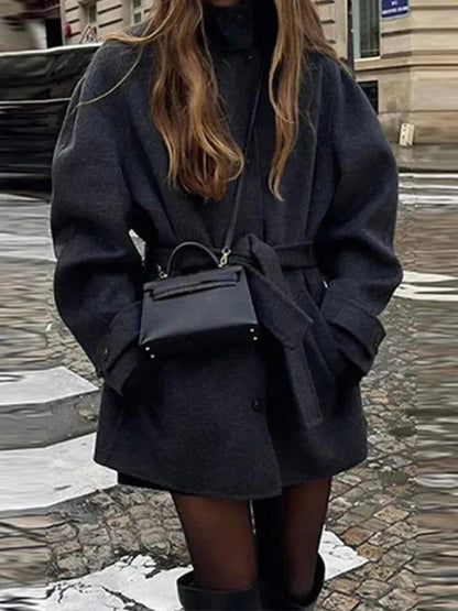 Elegant Chic | Damen Kurz-Mantel mit Bindegürtel