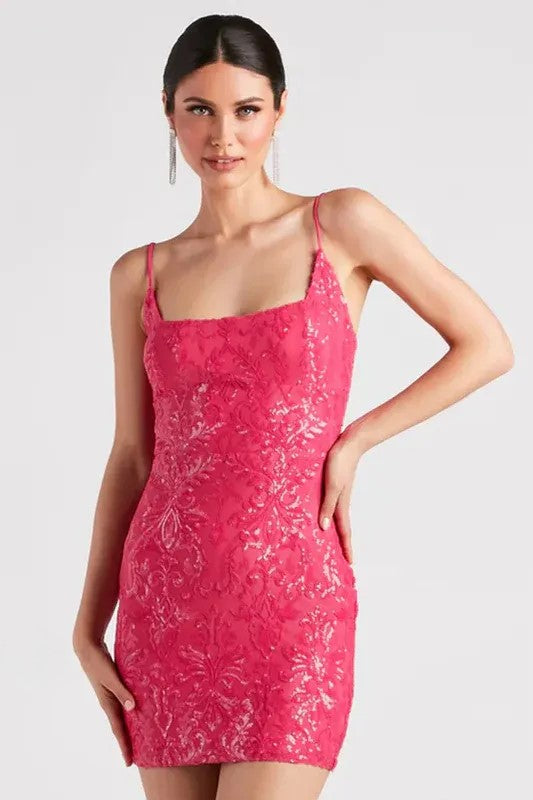 Glitzerndes Damen Mini-Abendkleid