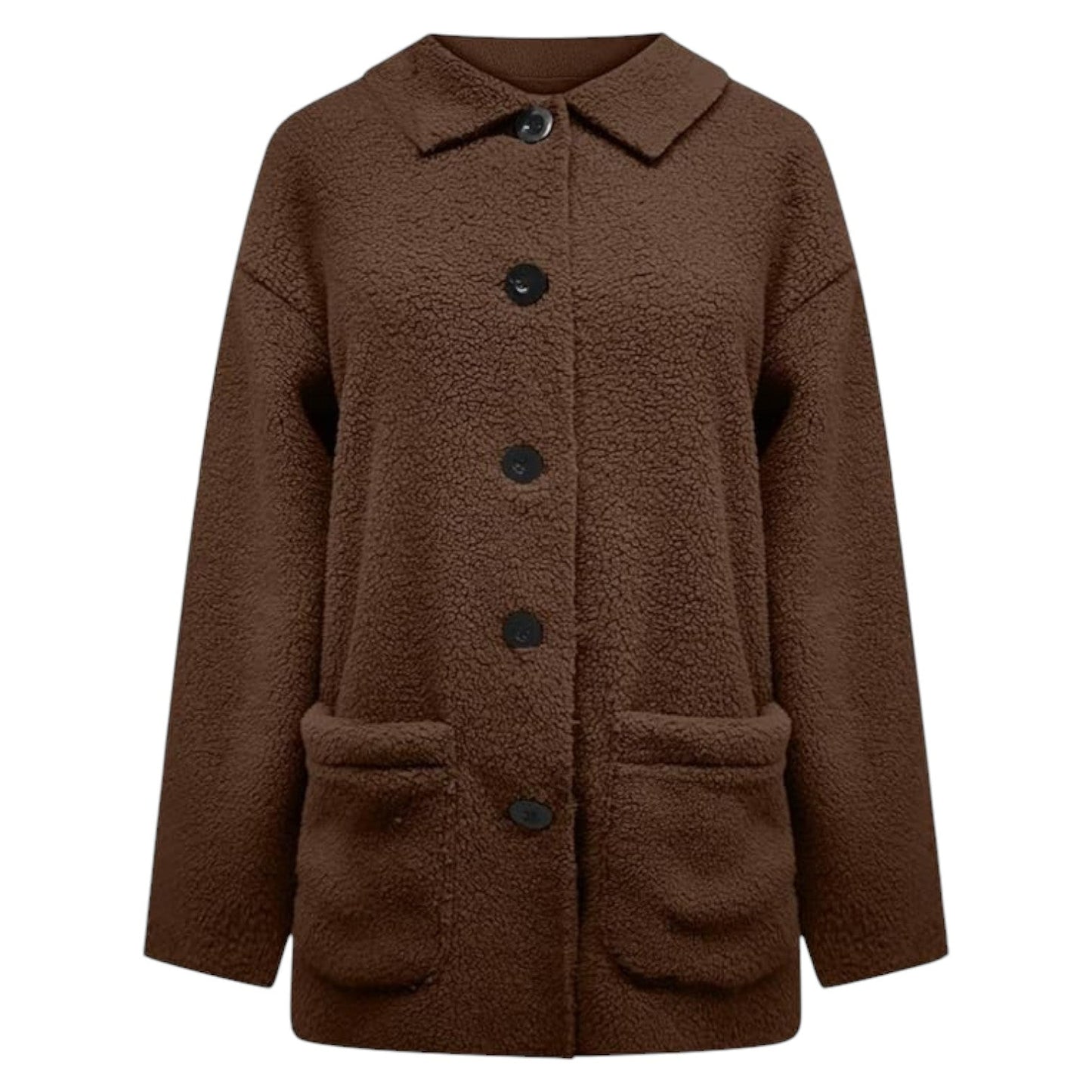 Marlis | Damen Buttoned Lapel Collar Fleecejacke mit großen Taschen – Kuschelig, warm und stilvoll