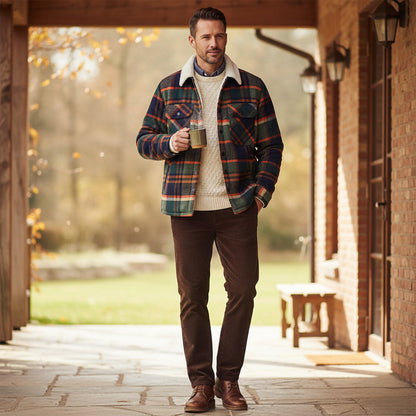 Herren Flanell-Hemdjacke mit Fleece-Futter | Warme Outdoor-Überhemdjacke