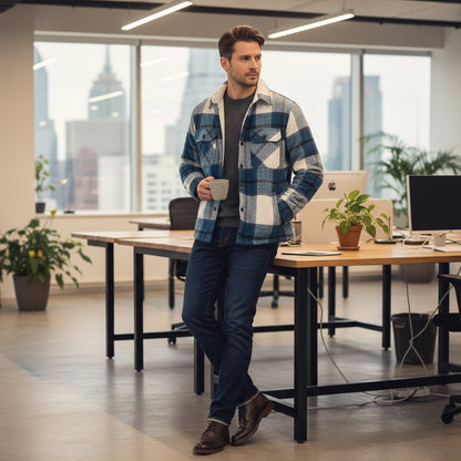 Herren Flanell-Hemdjacke mit Fleece-Futter | Warme Outdoor-Überhemdjacke