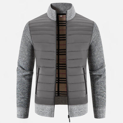 Herren Fleecejacke Patchwork | Stehkragen und Stilvolle Kontraste