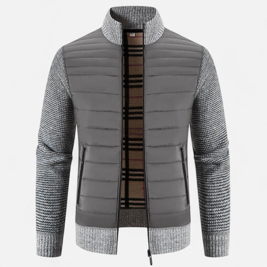 Herren Fleecejacke Patchwork | Stehkragen und Stilvolle Kontraste