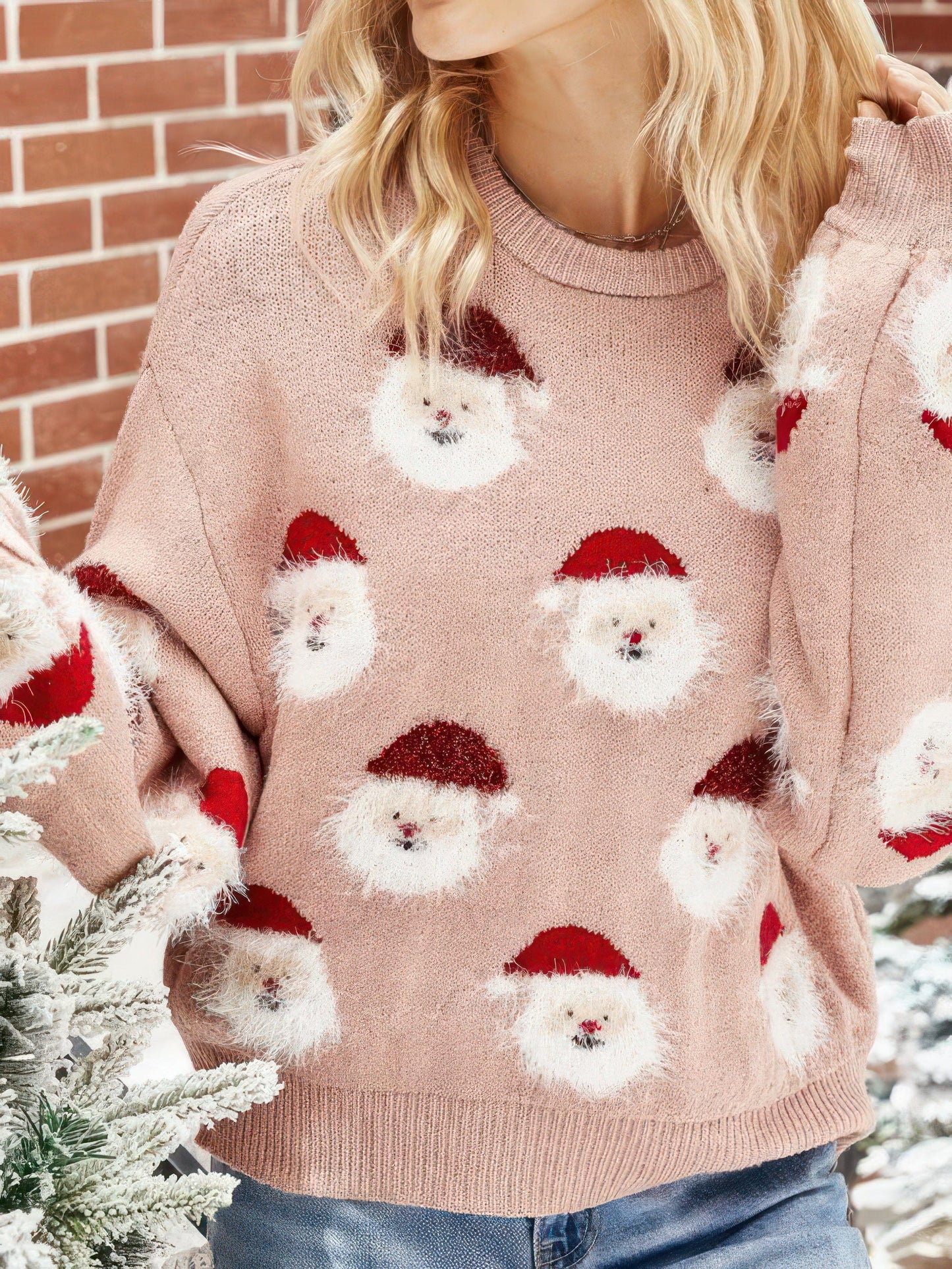 Zilora | Damen Strickpullover mit Santa Claus-Muster – Perfekt für die Feiertage