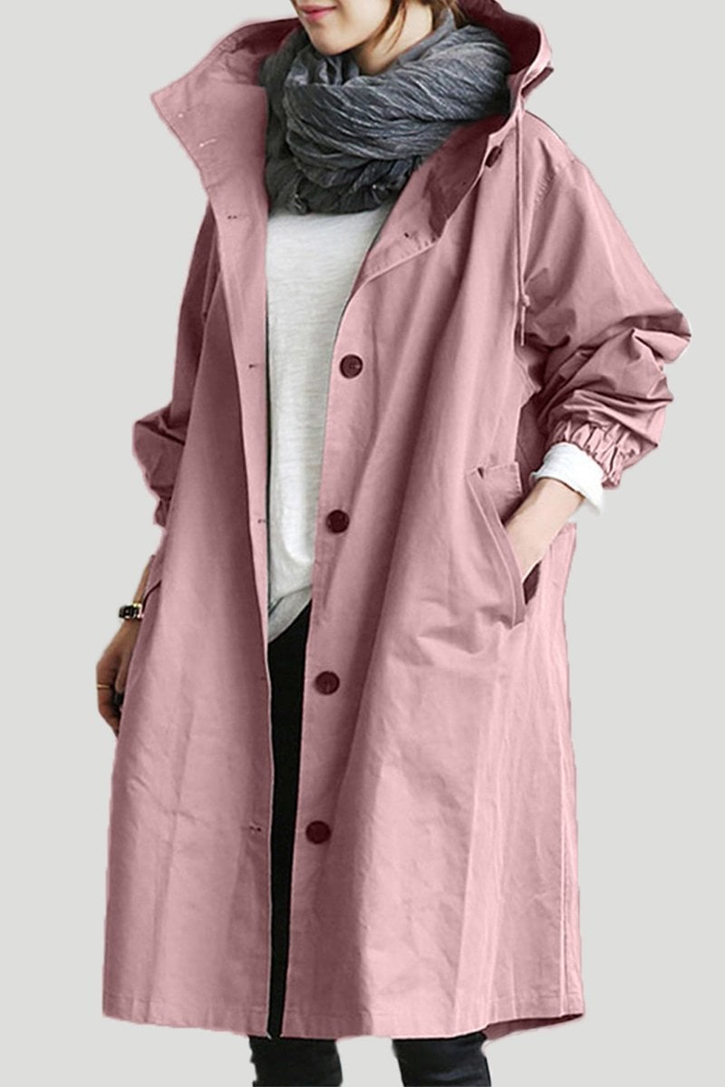 Wilhelmina | Damen Oversized Leichter Trenchcoat mit Kapuze und Kordelzug