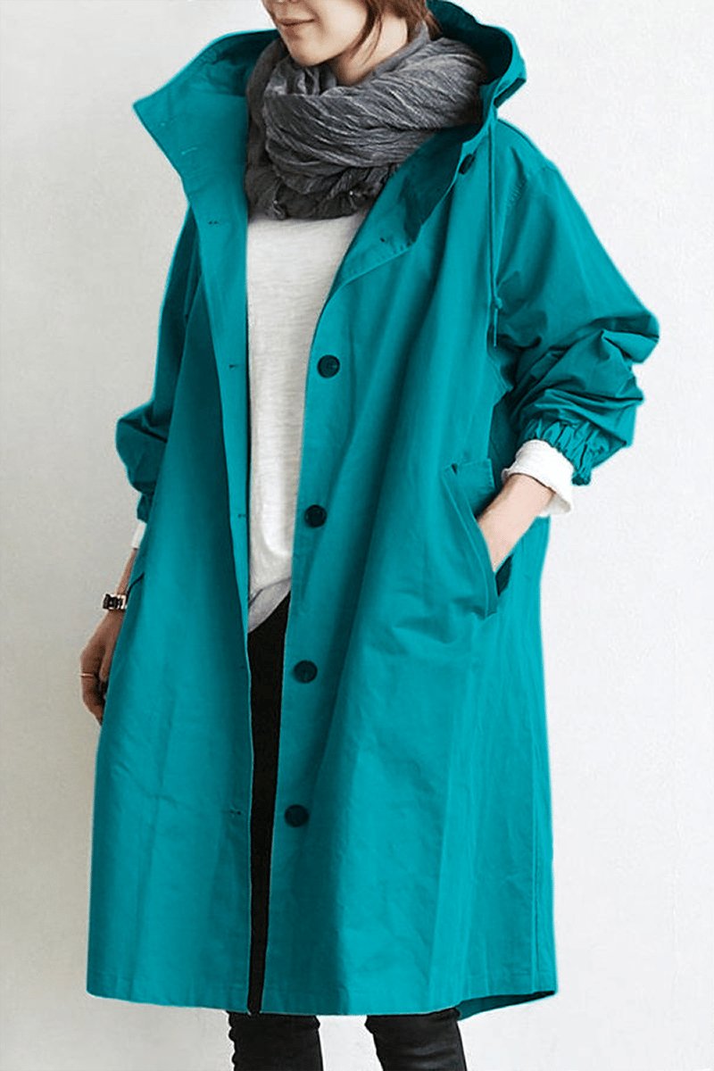 Wilhelmina | Damen Oversized Leichter Trenchcoat mit Kapuze und Kordelzug