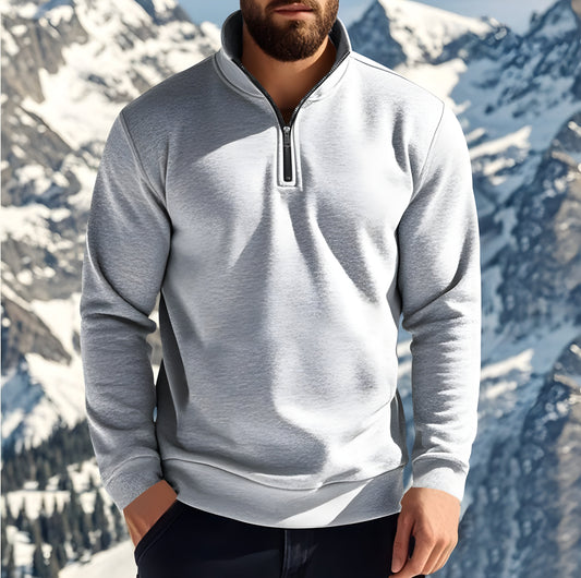 Torben | Herren Solides Sweatshirt mit Teilreißverschluss – Dick und Warm