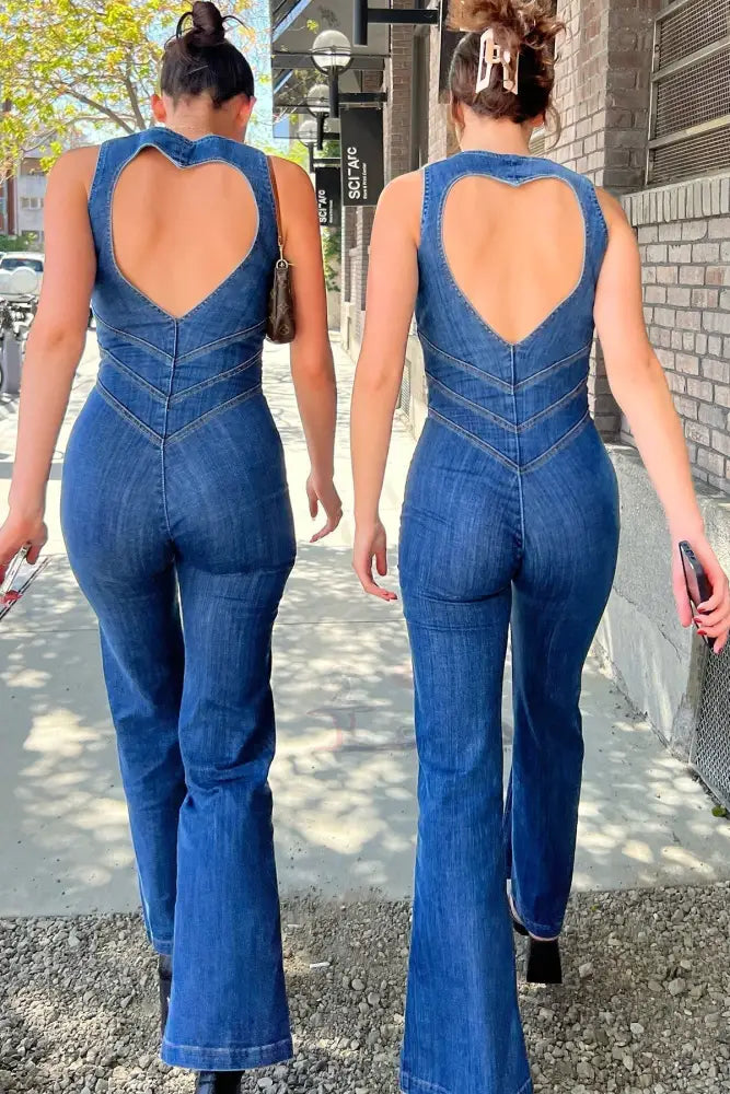 Hedwieg | Rückenfreier Denim-Jumpsuit