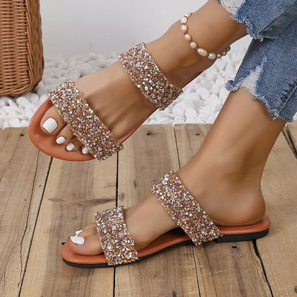 Glitzy | Glitzernde Pailletten Slide Sandalen