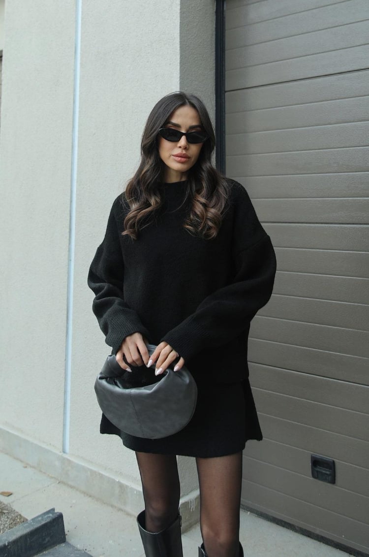 Vianne | Damen Strick Set: Oversized Pullover mit Hohem Taillenrock