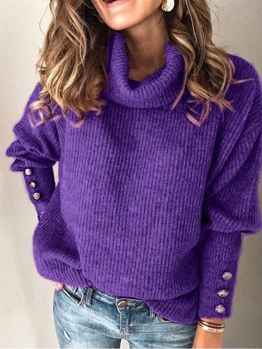 Yovana | Strickpullover mit Rollkragen & Metallknopf-Details