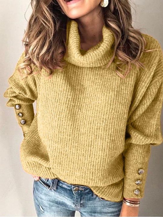 Yovana | Strickpullover mit Rollkragen & Metallknopf-Details