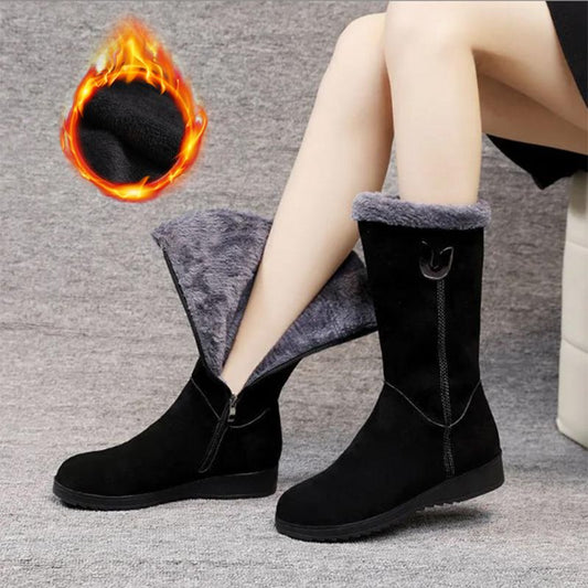 Tabea | Damen-Thermo-Stiefel mit Seitenreißverschluss – Mittellang & Warm mit Fleecefutter