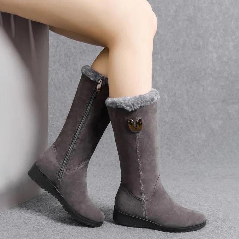 Tabea | Damen-Thermo-Stiefel mit Seitenreißverschluss – Mittellang & Warm mit Fleecefutter