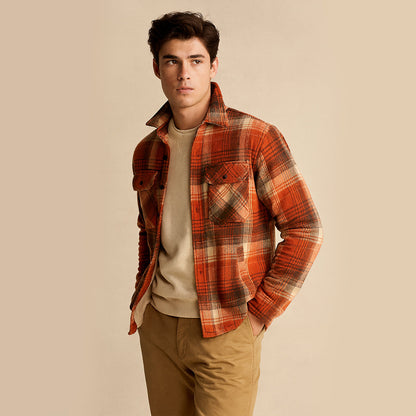Herren Flanell-Hemdjacke mit Fleece-Futter | Warme Outdoor-Überhemdjacke