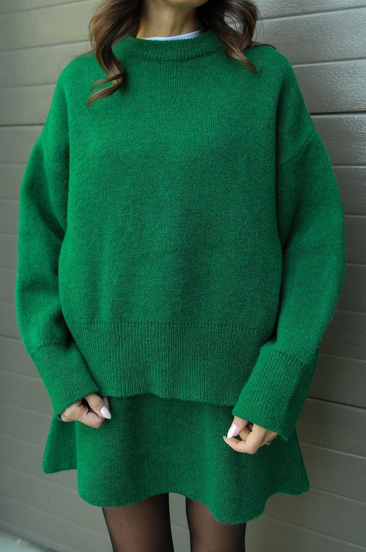 Vianne | Damen Strick Set: Oversized Pullover mit Hohem Taillenrock