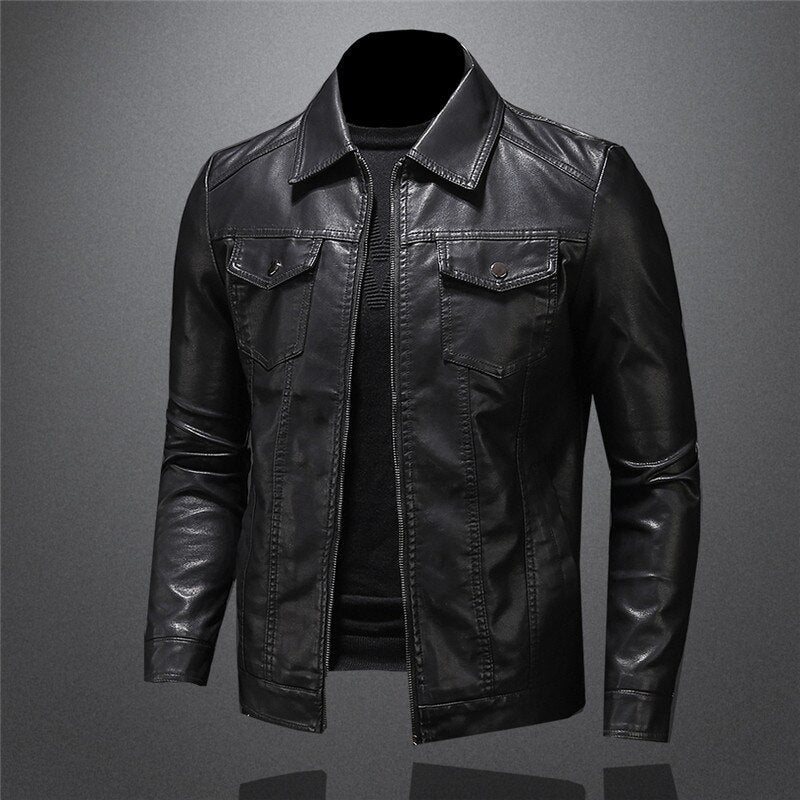 Orvio | Herren Motorrad Lederjacke in Schwarz